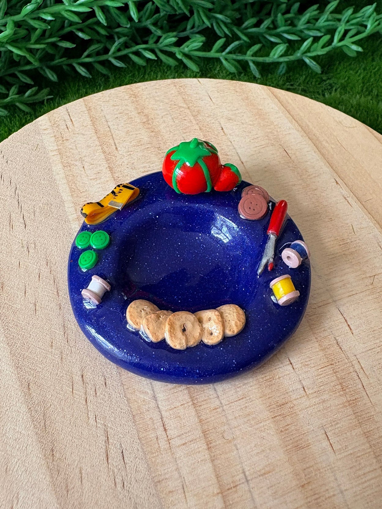 Grama's Worry Stone with Spinning Tomato Pin Cushion