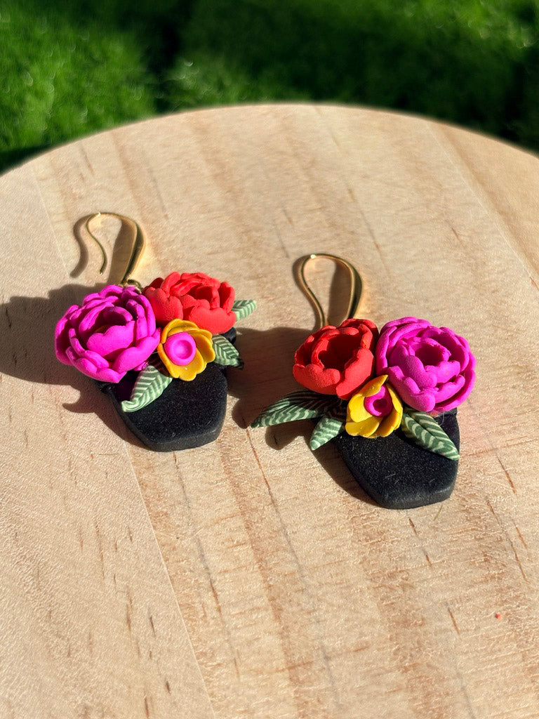 Ranunculus Flower Pot Earrings