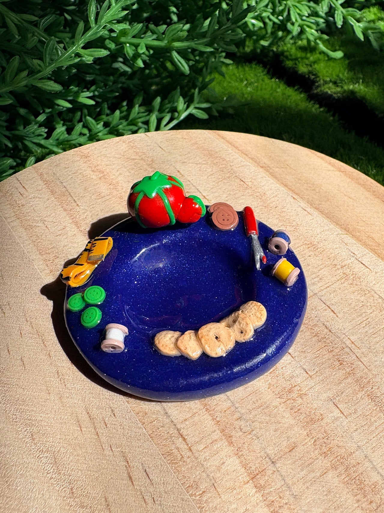 Grama's Worry Stone with Spinning Tomato Pin Cushion