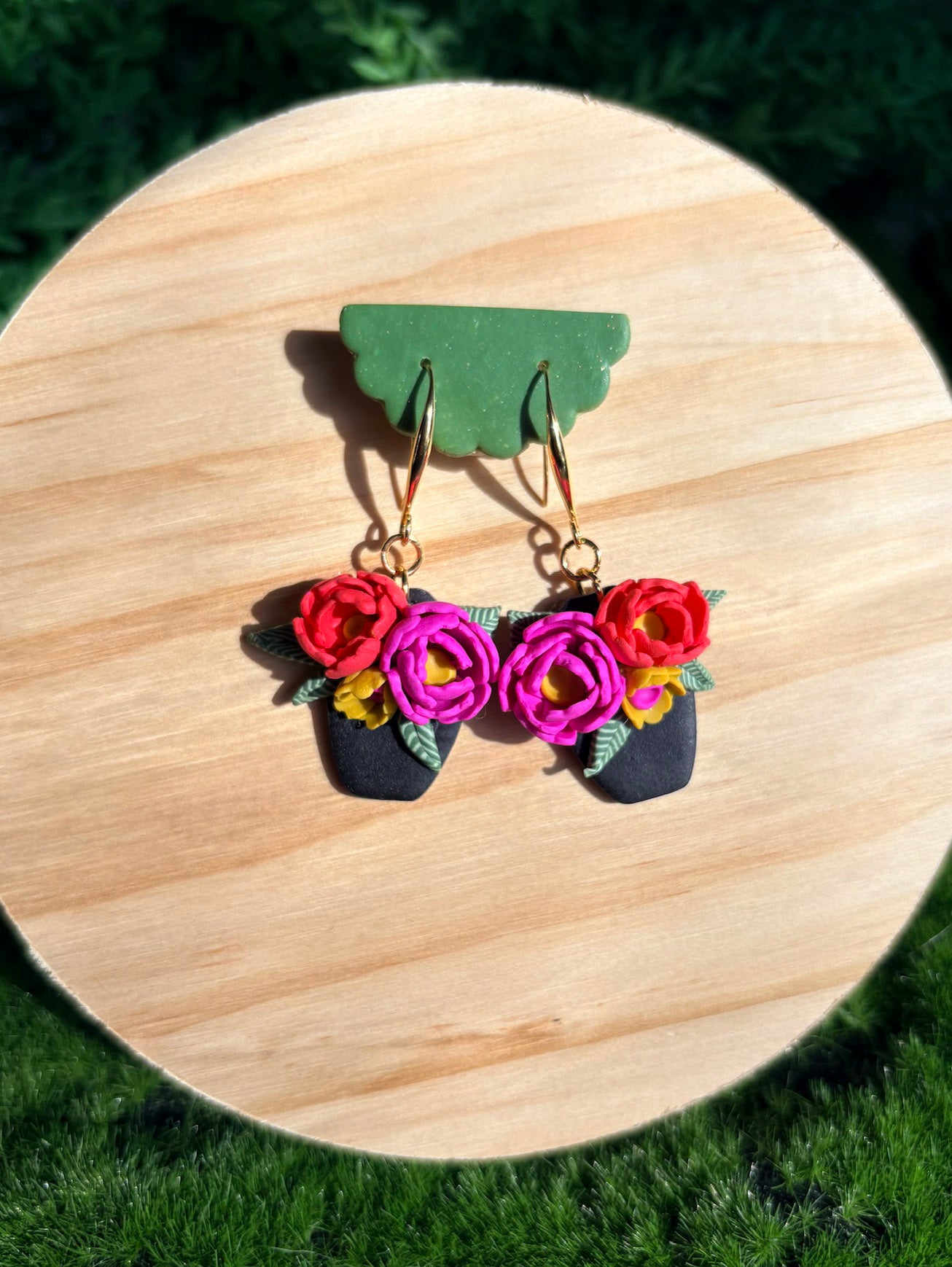 Ranunculus Flower Pot Earrings