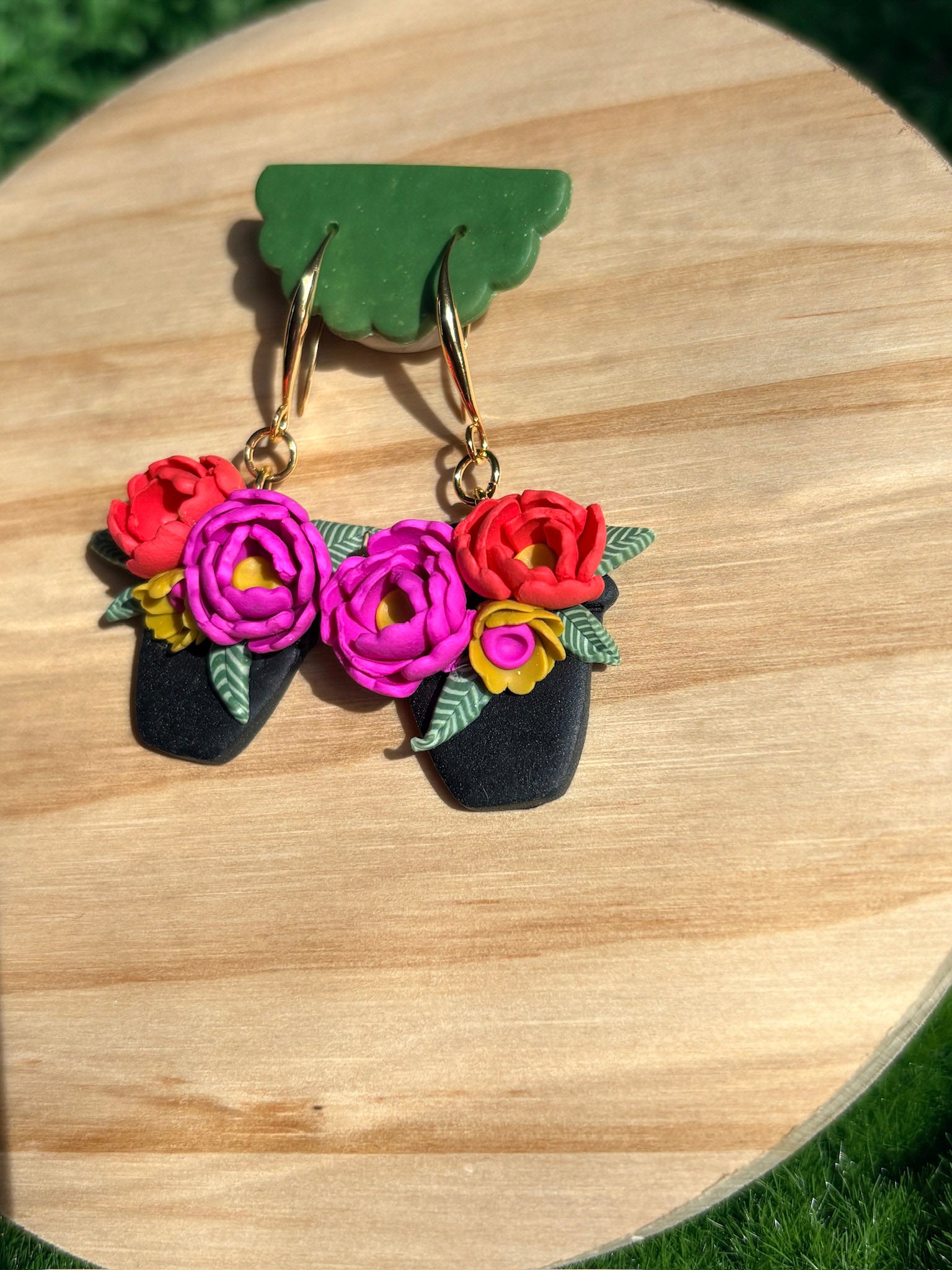 Ranunculus Flower Pot Earrings