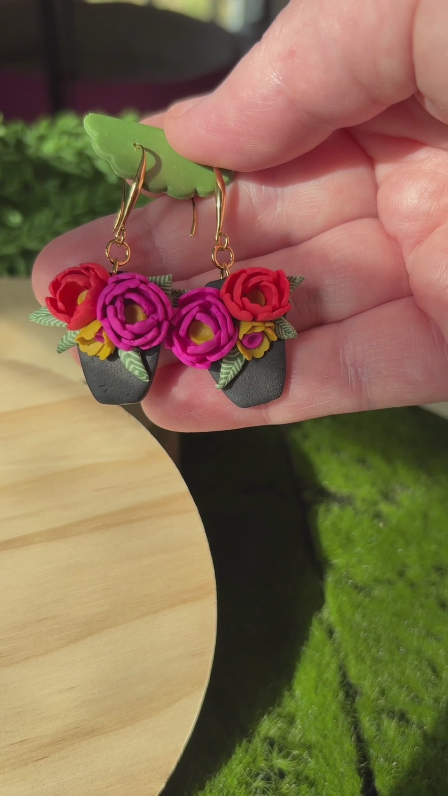 Ranunculus Flower Pot Earrings
